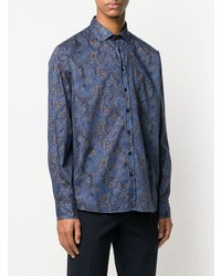 blaues Langarmhemd mit Paisley-Muster von Etro