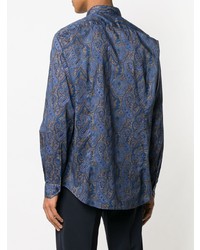 blaues Langarmhemd mit Paisley-Muster von Etro