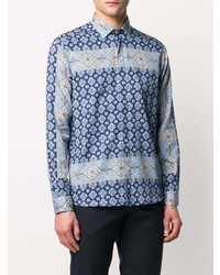 blaues Langarmhemd mit Paisley-Muster von Etro