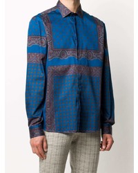 blaues Langarmhemd mit Paisley-Muster von Etro