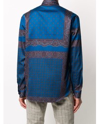 blaues Langarmhemd mit Paisley-Muster von Etro