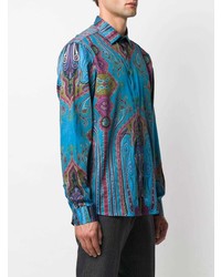 blaues Langarmhemd mit Paisley-Muster von Etro