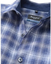 blaues Langarmhemd mit Schottenmuster von Bexleys man