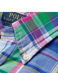 blaues Langarmhemd mit Schottenmuster von Polo Ralph Lauren