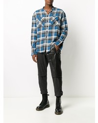 blaues Langarmhemd mit Schottenmuster von Greg Lauren