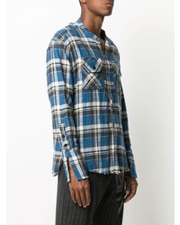 blaues Langarmhemd mit Schottenmuster von Greg Lauren