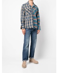 blaues Langarmhemd mit Schottenmuster von Greg Lauren