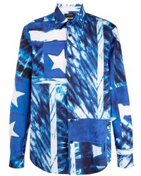blaues Langarmhemd mit Sternenmuster von Just Cavalli
