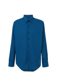 blaues Langarmhemd mit Vichy-Muster von AMI Alexandre Mattiussi