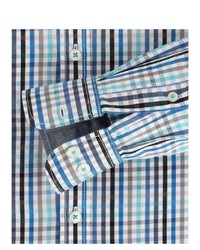 blaues Langarmhemd mit Vichy-Muster von Casamoda