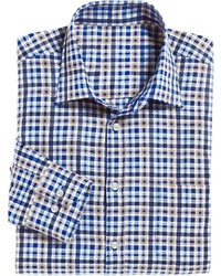 blaues Langarmhemd mit Vichy-Muster von Classic