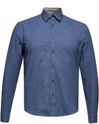 blaues Langarmhemd mit Vichy-Muster von Esprit