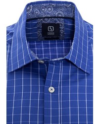 blaues Langarmhemd mit Vichy-Muster von GABANO
