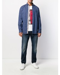 blaues Langarmhemd mit Vichy-Muster von Tommy Hilfiger