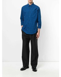 blaues Langarmhemd mit Vichy-Muster von AMI Alexandre Mattiussi