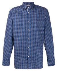 blaues Langarmhemd mit Vichy-Muster von Tommy Hilfiger