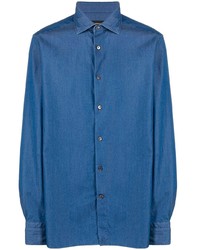 blaues Langarmhemd von Ermenegildo Zegna