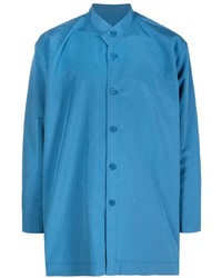 blaues Langarmhemd von Homme Plissé Issey Miyake