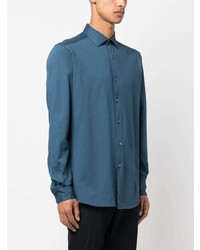 blaues Langarmhemd von Zegna