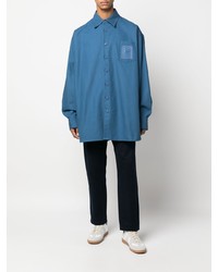 blaues Langarmhemd von Raf Simons