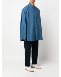 blaues Langarmhemd von Raf Simons