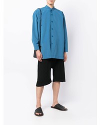 blaues Langarmhemd von Homme Plissé Issey Miyake