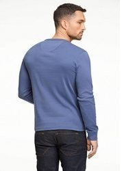 blaues Langarmshirt mit einer Knopfleiste von Lindbergh