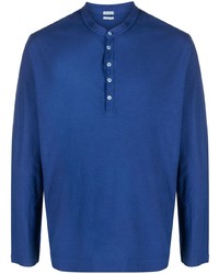 blaues Langarmshirt mit einer Knopfleiste von Massimo Alba