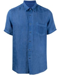 blaues Leinen Kurzarmhemd von 120% Lino