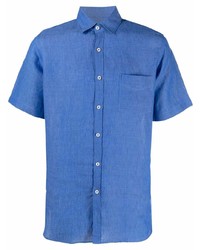 blaues Leinen Kurzarmhemd von Canali