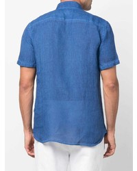 blaues Leinen Kurzarmhemd von 120% Lino