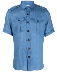 blaues Leinen Kurzarmhemd von PT TORINO