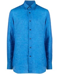 blaues Leinen Langarmhemd von Brioni