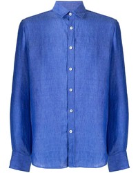 blaues Leinen Langarmhemd von Canali