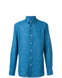 blaues Leinen Langarmhemd von Doppiaa