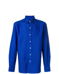 blaues Leinen Langarmhemd von Doppiaa