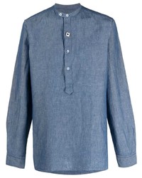blaues Leinen Langarmhemd von Lardini