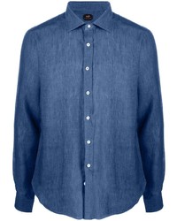 blaues Leinen Langarmhemd von Mp Massimo Piombo
