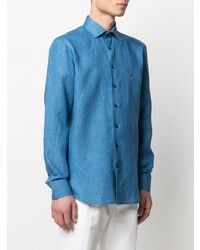 blaues Leinen Langarmhemd von Etro