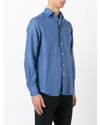 blaues Leinen Langarmhemd von Loro Piana