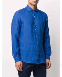 blaues Leinen Langarmhemd von Fay