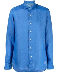 blaues Leinen Langarmhemd von Tintoria Mattei