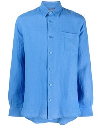blaues Leinen Langarmhemd von Vilebrequin