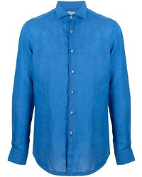 blaues Leinen Langarmhemd von Xacus
