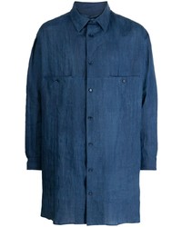 blaues Leinen Langarmhemd von Yohji Yamamoto