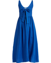 blaues Leinen Midikleid