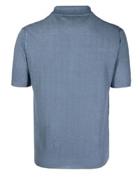 blaues Leinen Polohemd mit Chevron-Muster von Corneliani