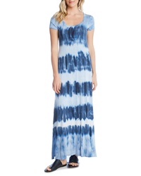 blaues Mit Batikmuster Maxikleid