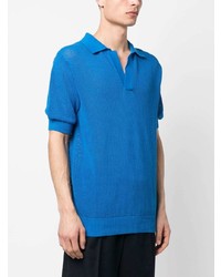 blaues Polohemd aus Netzstoff von Laneus