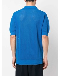 blaues Polohemd aus Netzstoff von Laneus
